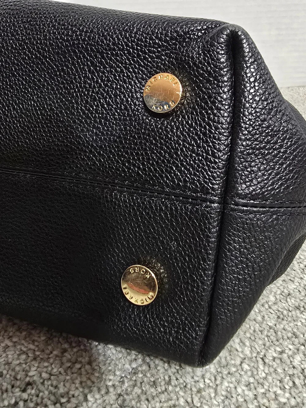 MICHAEL KORS Black Pebbled Leather Shoulder Hobo with Gold Hardware Slouchy